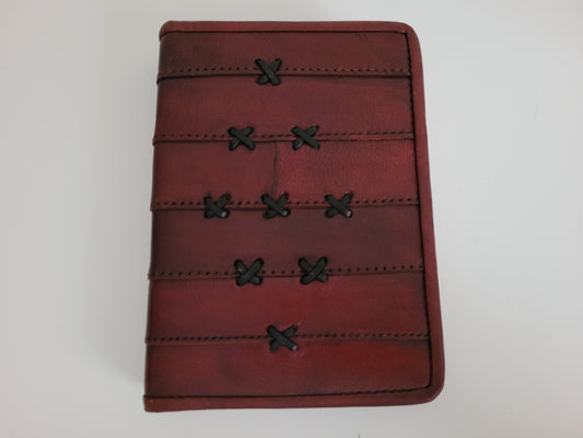 Stitched Crosses Red Leather Diary