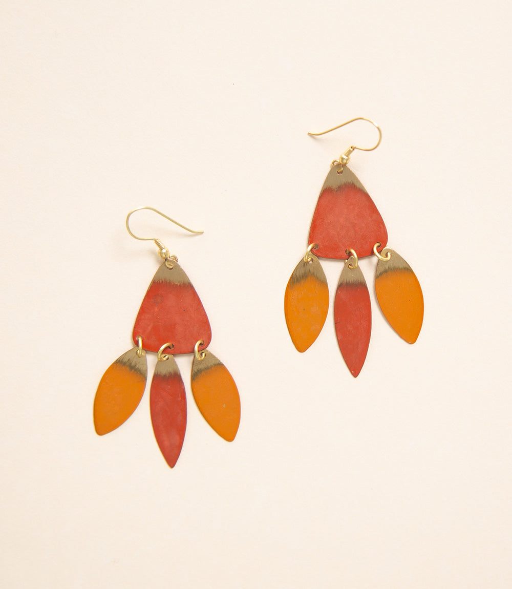 Serene Leaf Earrings Teal or Orange