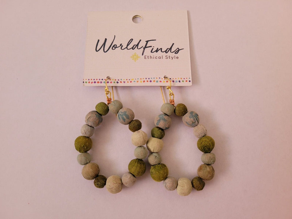 Kantha Waves Teardrop Earrings