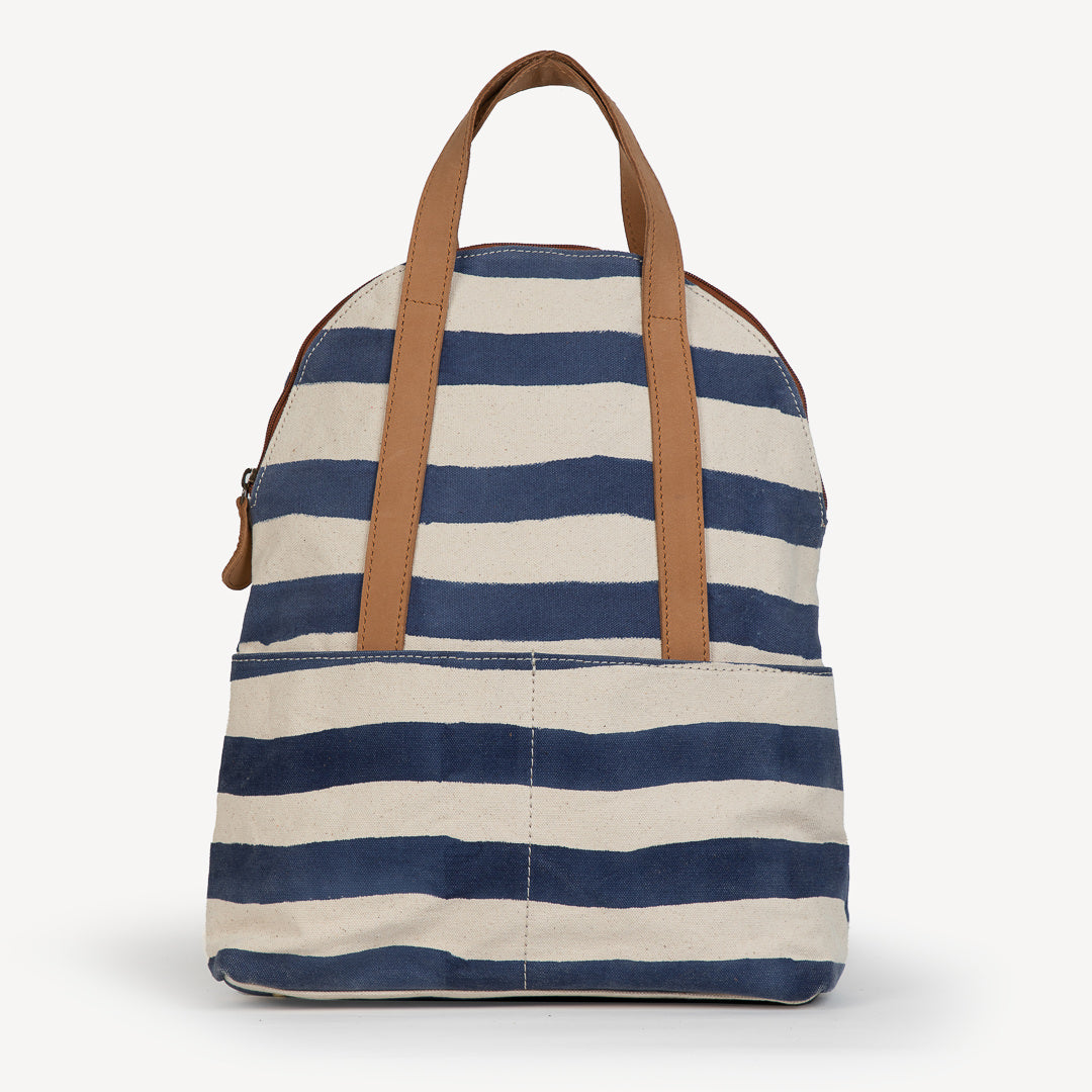 Blue or Orange Stripe Fabric Backpack