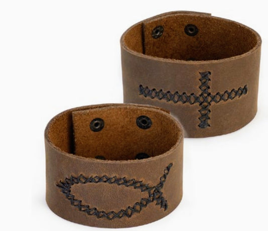 Men's Leather Stitched Cuff