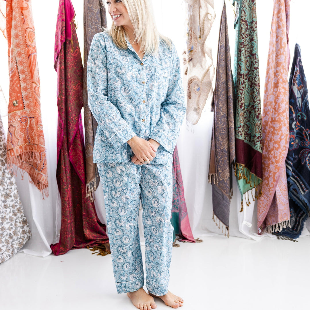Cotton PJ Set Red or Blue