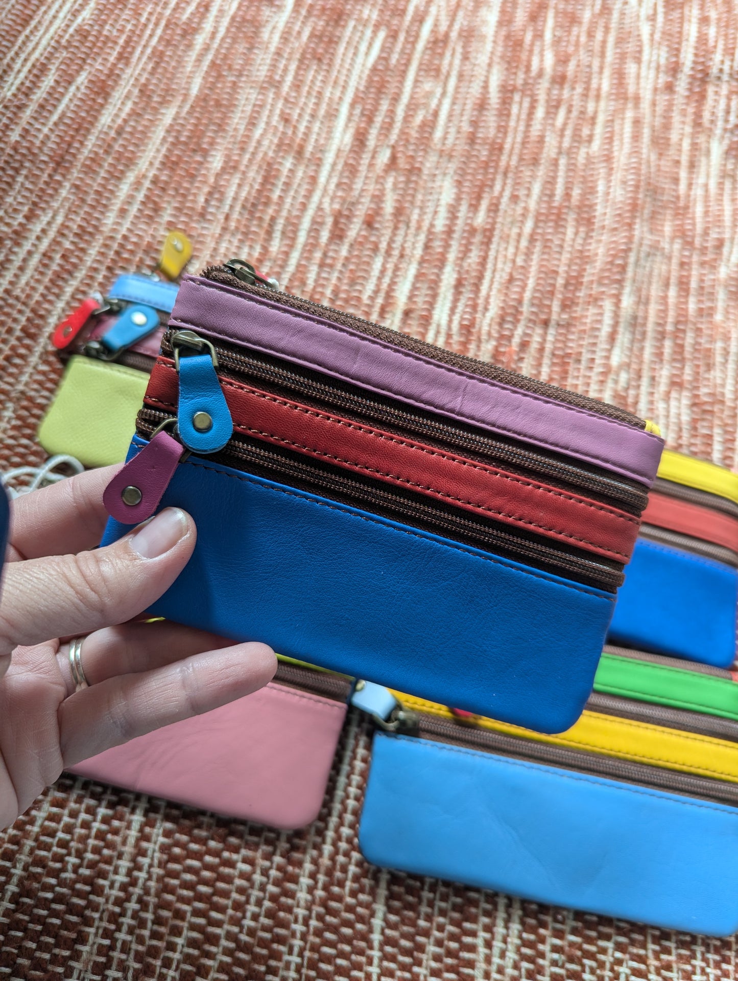 Colourful leather coin purses