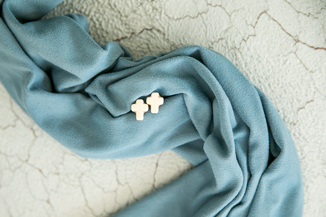 Mini Turquoise Cross Studs