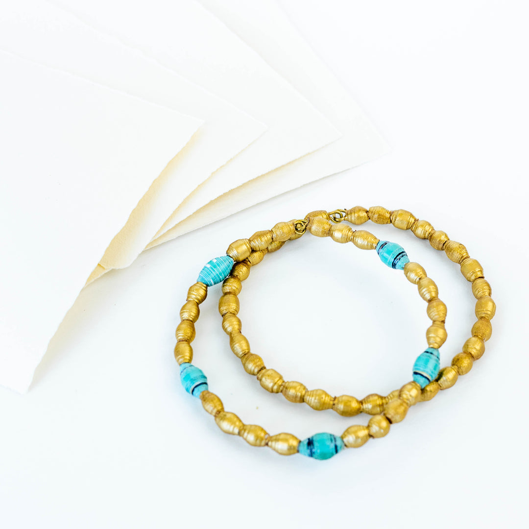 Recycled Gold Paper Bead Bangles