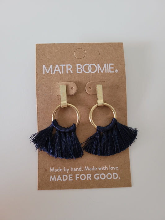 Danu Earrings Navy, Pearl