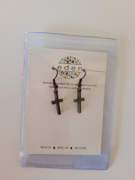 Bronze Cross Earrings
