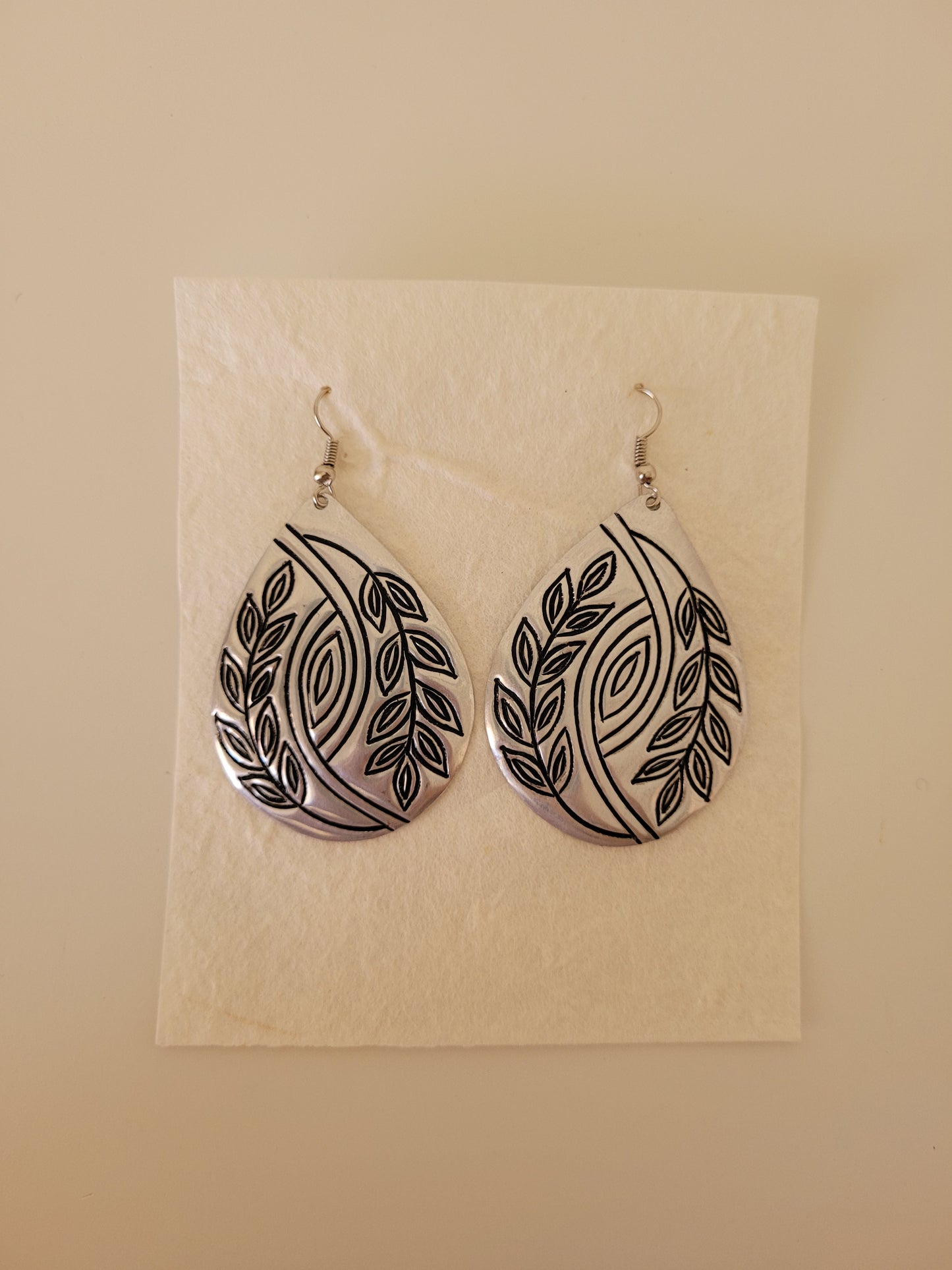 Tin Leaf Teardrop Earrings