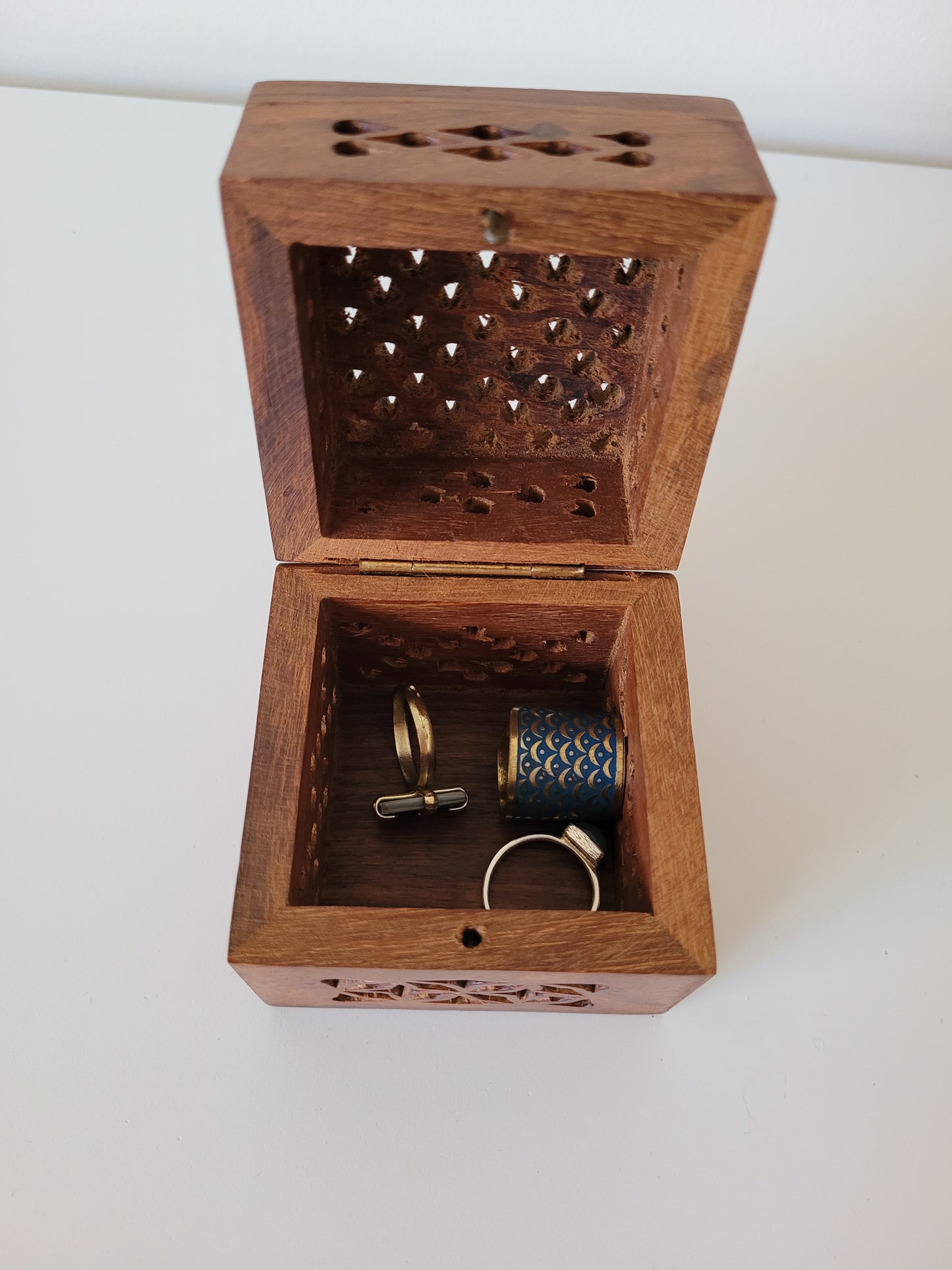 Small carved wooden box