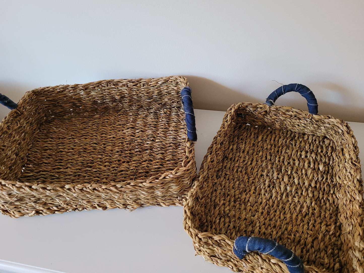 Util Rectangular Trays, Hogla, Upcycled Denim Handles