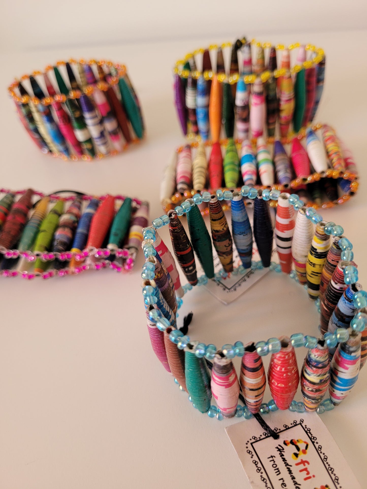 Wide Paper Bead Bracelet
