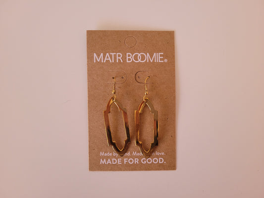 Ashram Window Design Earrings Gold Slim