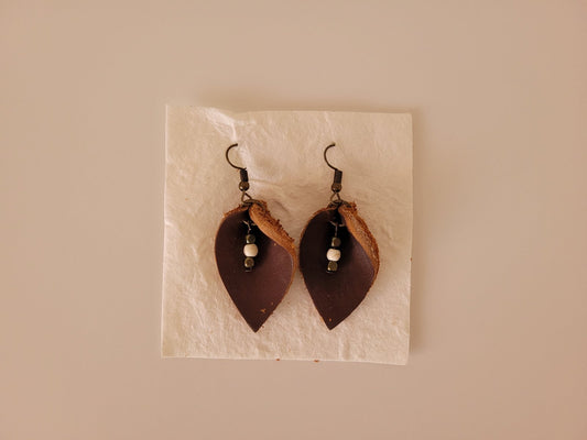 Leather Leaf Earrings