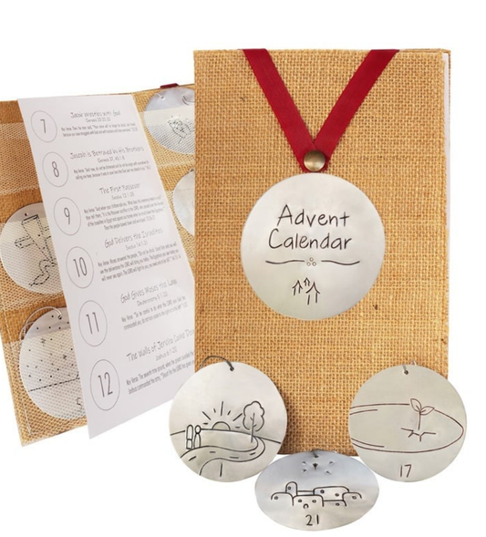 Hand hammered Tin Ornaments Advent Set