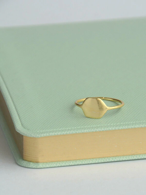 Golden Hexagon Ring Size 9