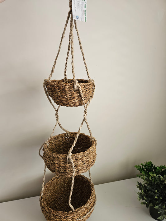 Triple, Round Holga Leaf Hanging Basket