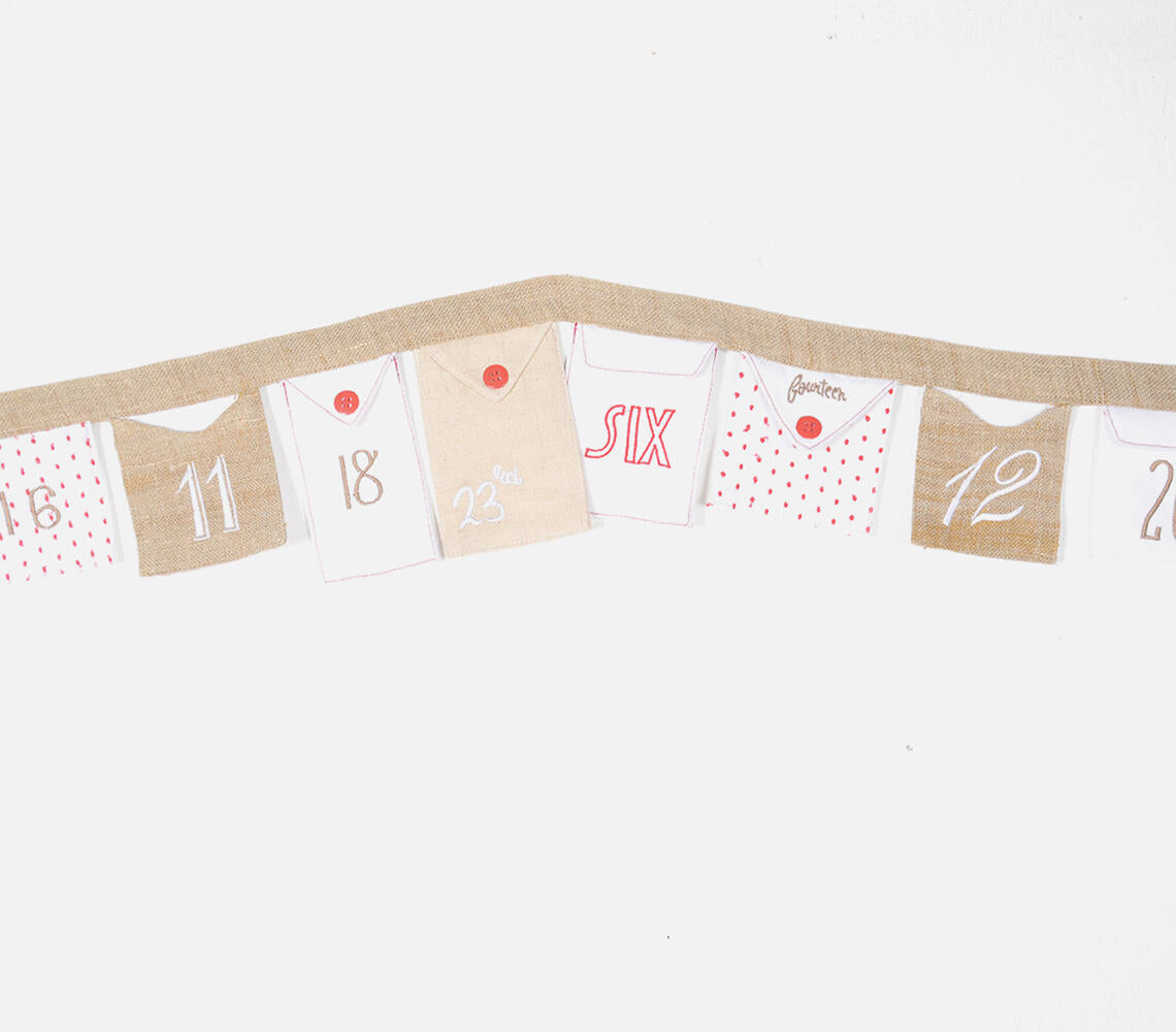 Embroidered Linen & Cotton Patchwork Bunting