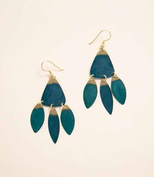 Serene Leaf Earrings Teal or Orange