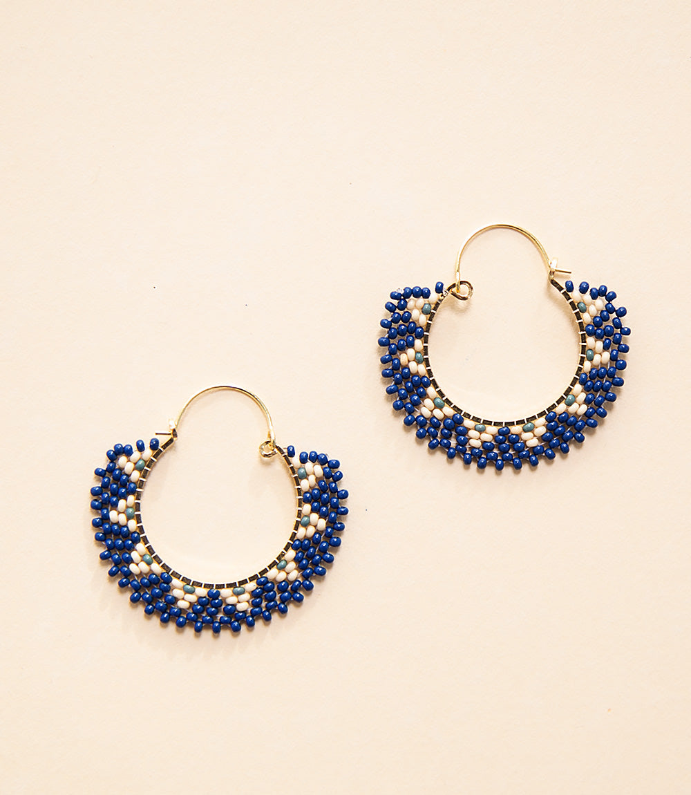 Wanderer - Beaded Hoop Earrings - Burnt Ochre or Navy