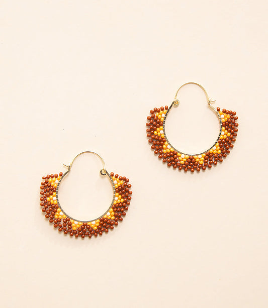 Wanderer - Beaded Hoop Earrings - Burnt Ochre or Navy