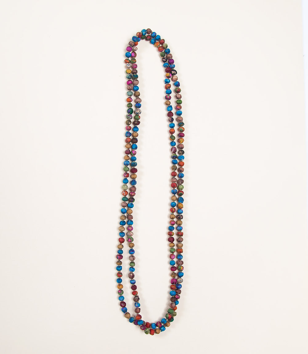 Fabric Long Bead Necklace