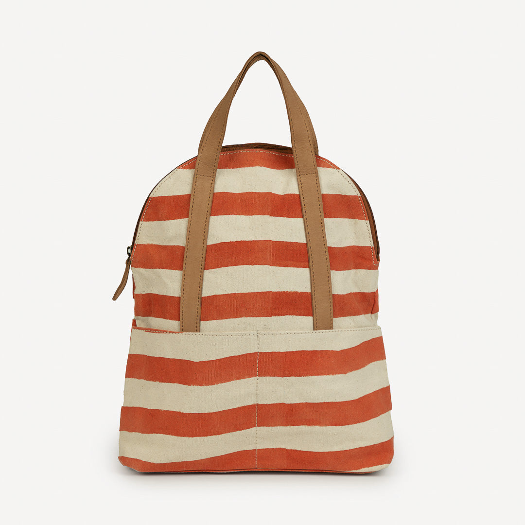 Blue or Orange Stripe Fabric Backpack