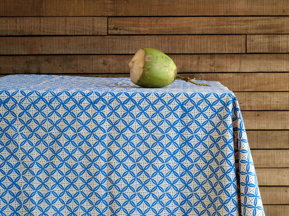 Hand printed table cloth