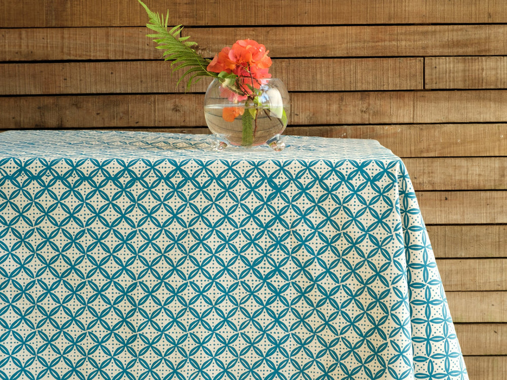 Hand printed table cloth