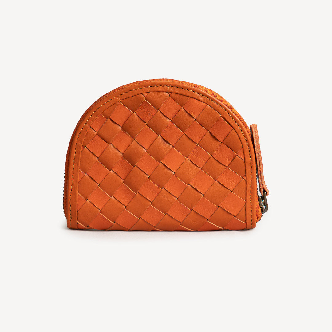 Woven Halfmoon Leather Purses