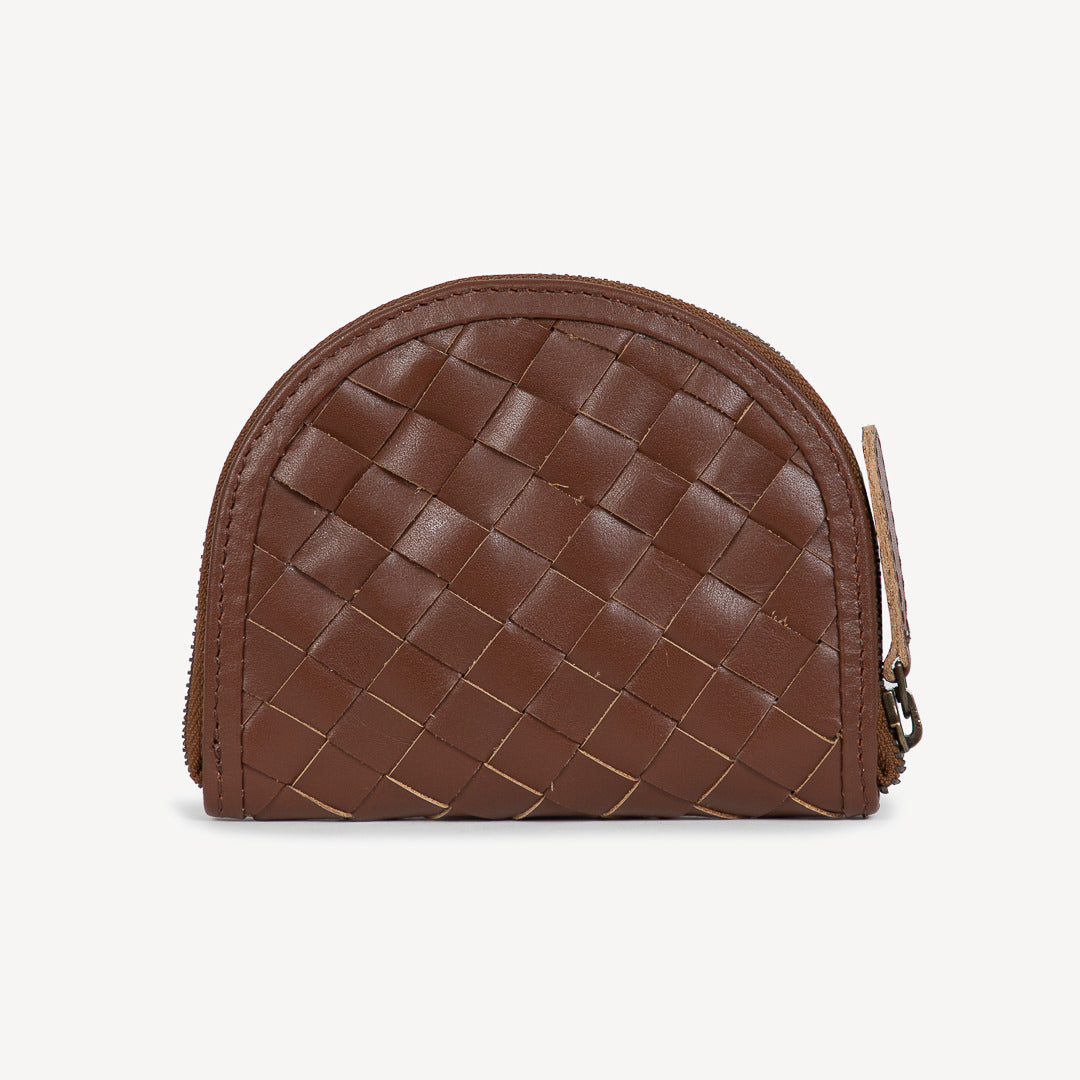 Woven Halfmoon Leather Purses