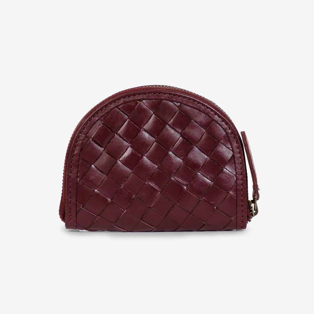 Woven Halfmoon Leather Purses