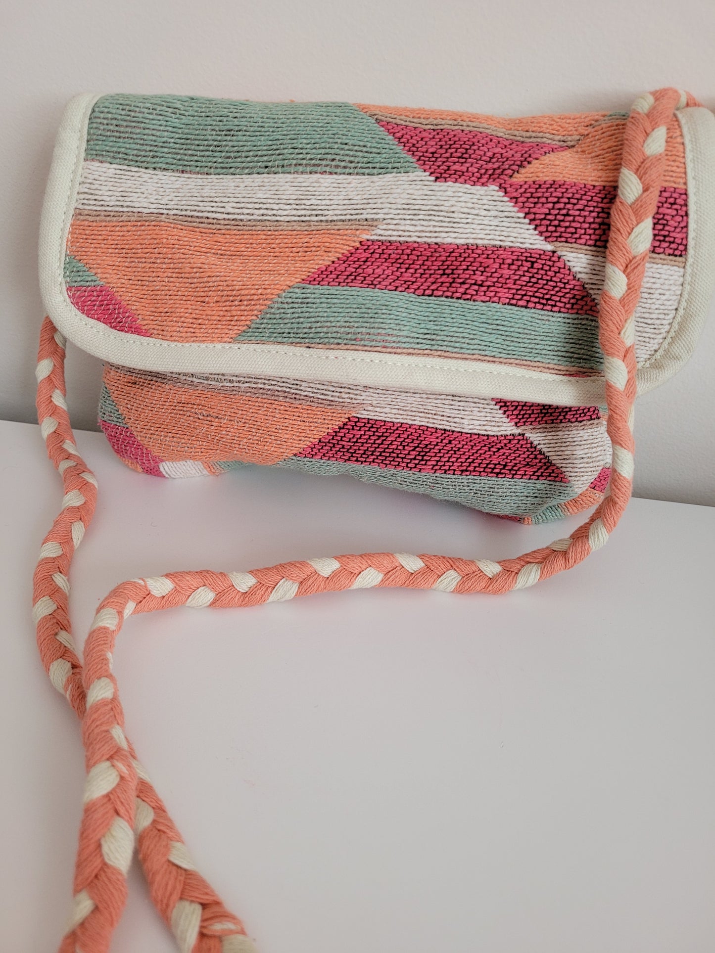 Woven Cotton Blend Hand Bag