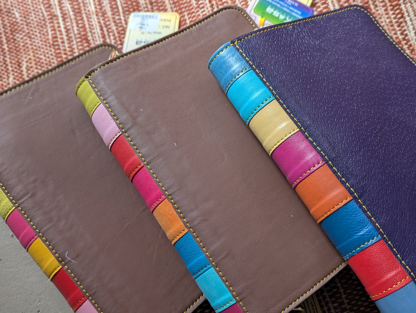 Rainbow Leather Crossbody Handbag or Clutch small