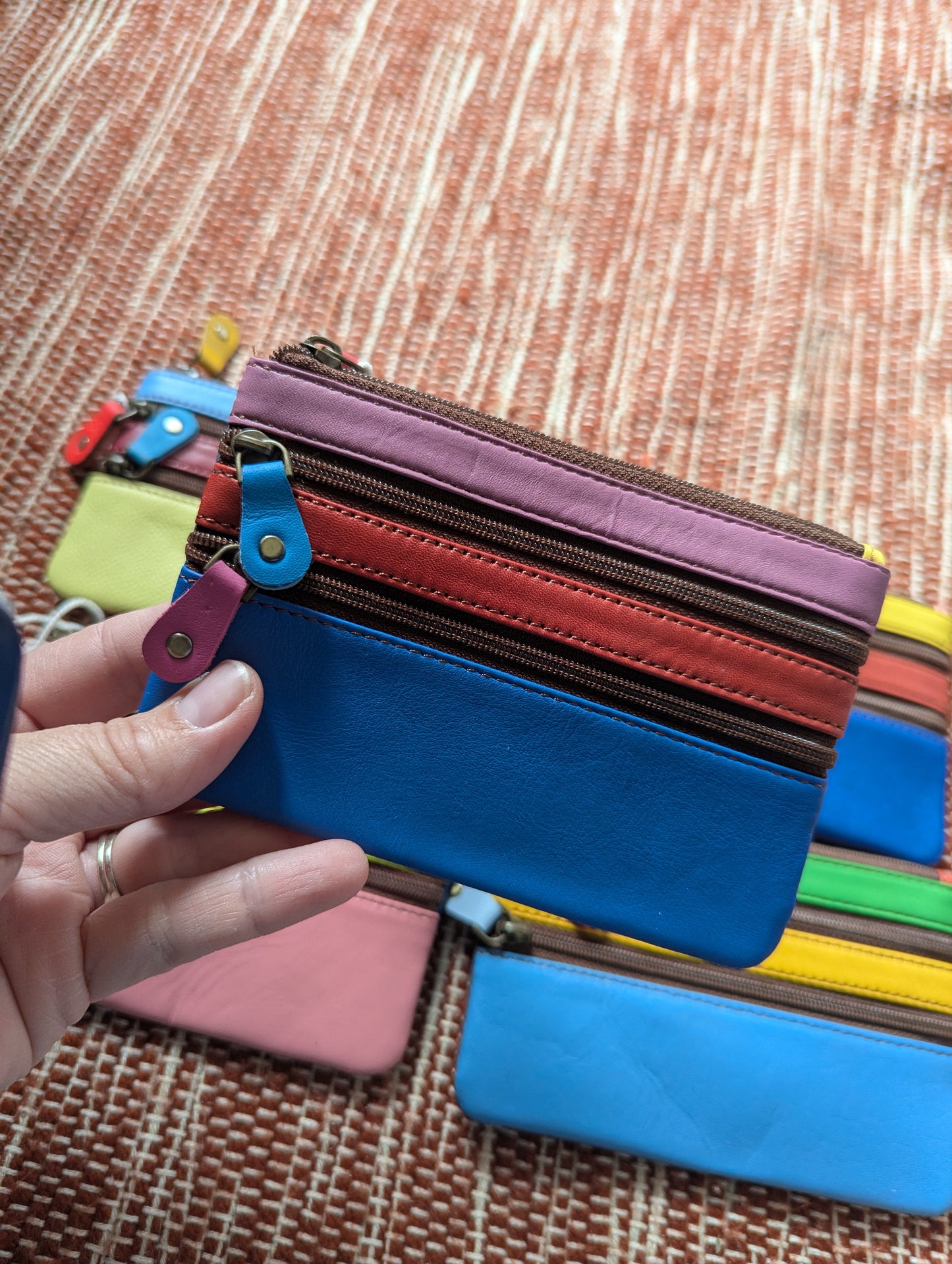 Colourful leather coin purses
