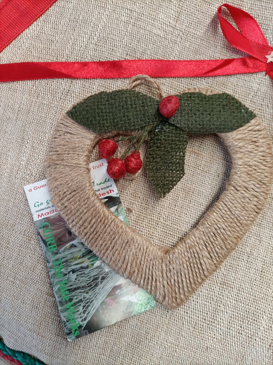 Jute Holly Heart Ornament