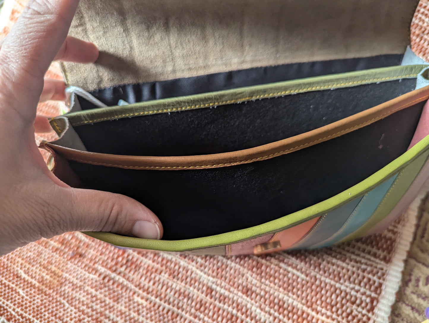 Rainbow Leather Crossbody Handbag or Clutch medium