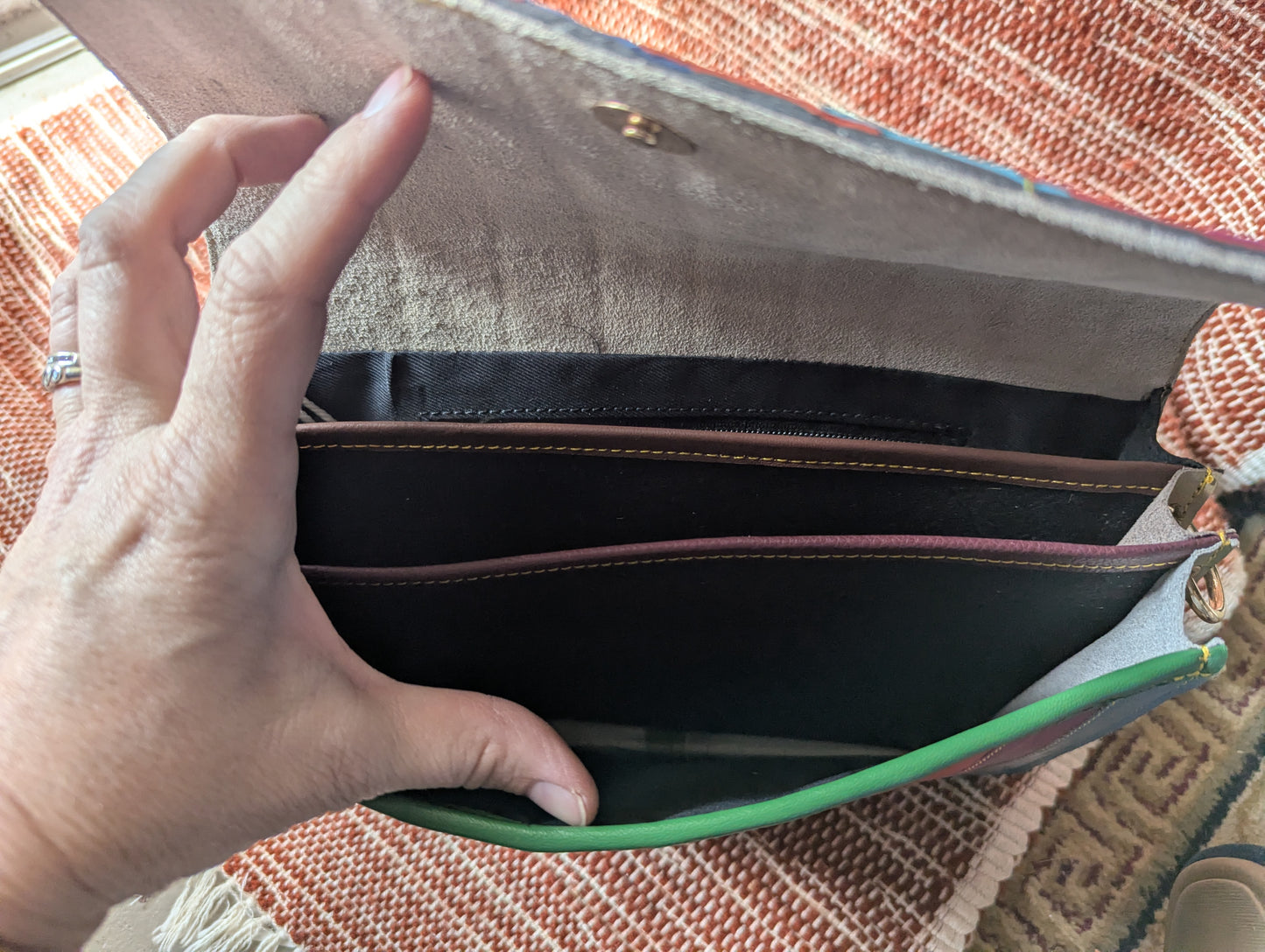 Rainbow Leather Crossbody Handbag or Clutch medium