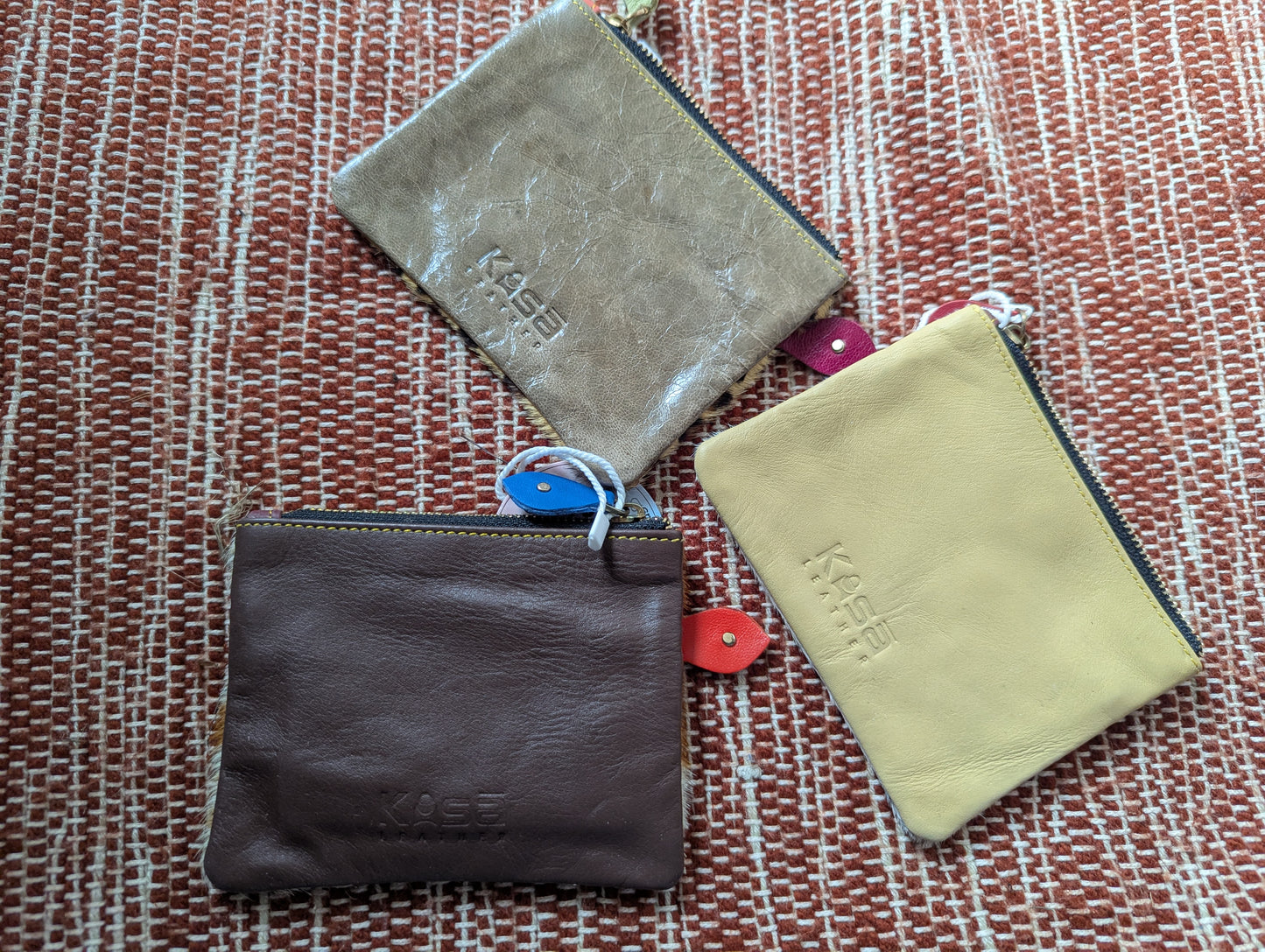 Cowhide and leather coin purse