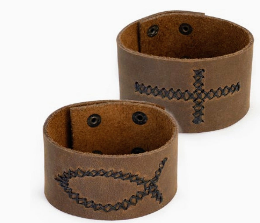 Men's Leather Stitched Cuff