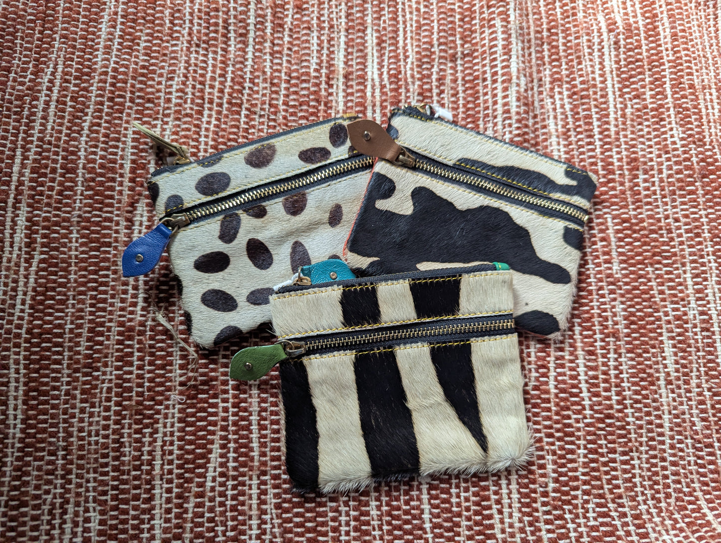 Cowhide and leather coin purse