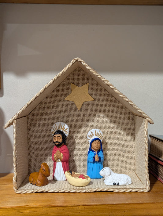 Jute and Ceramic Nativity