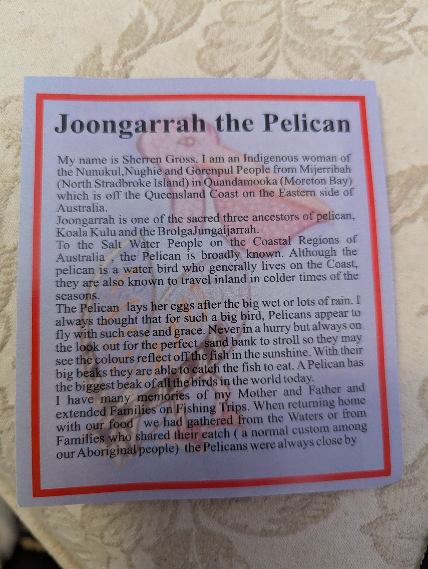 Joongarrah the Pelican Puppet