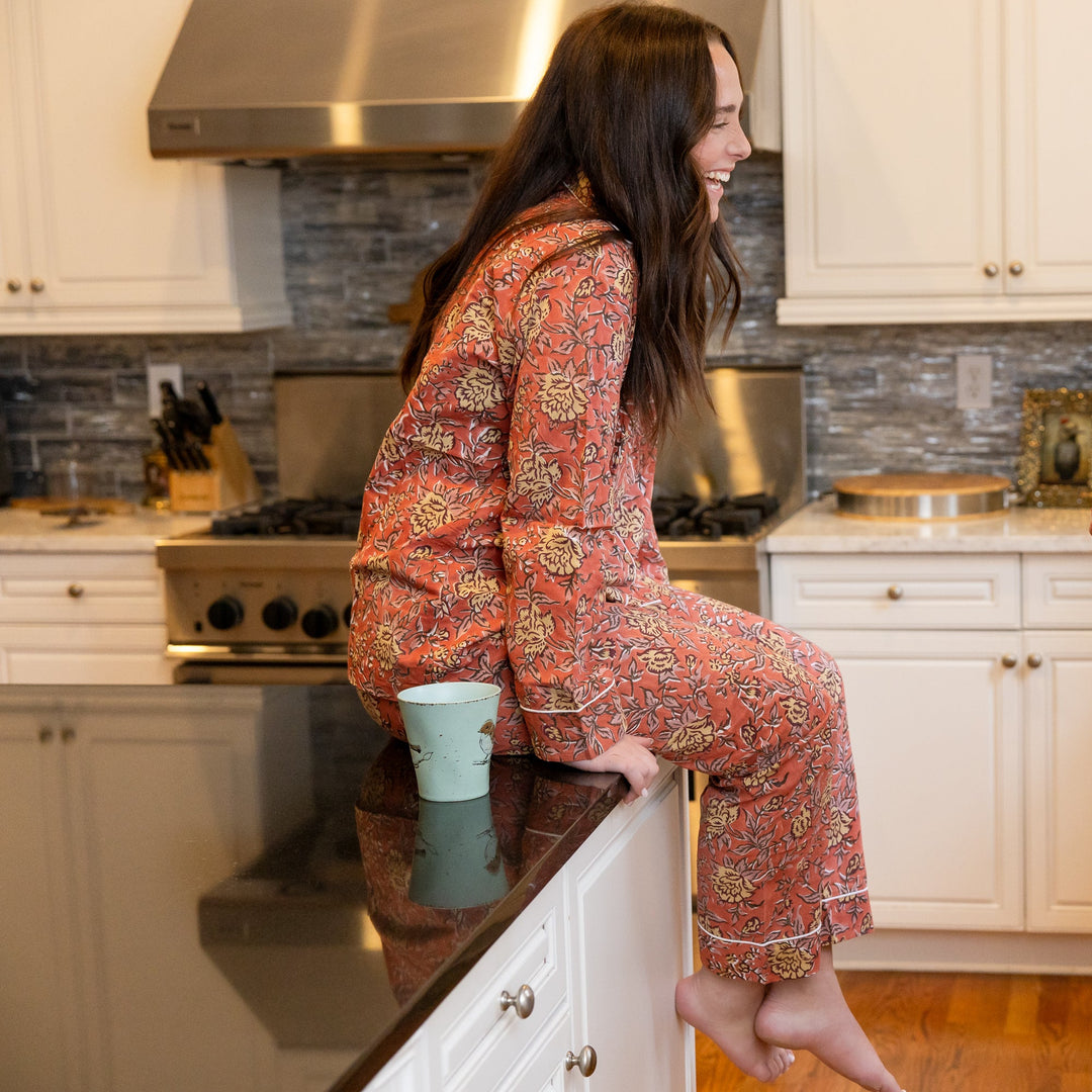 Cotton PJ Set Red or Blue