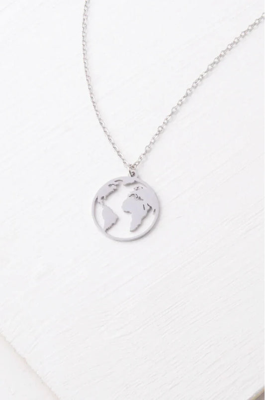 Silver World Pendant Necklace