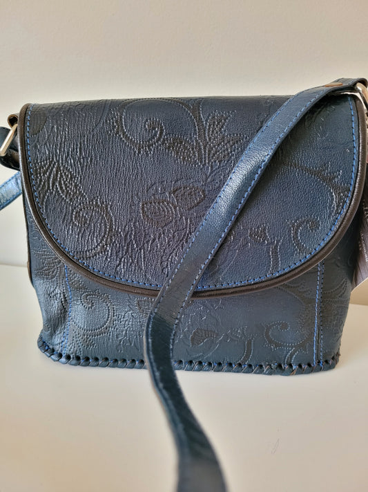 Blue Leather Small Handbag