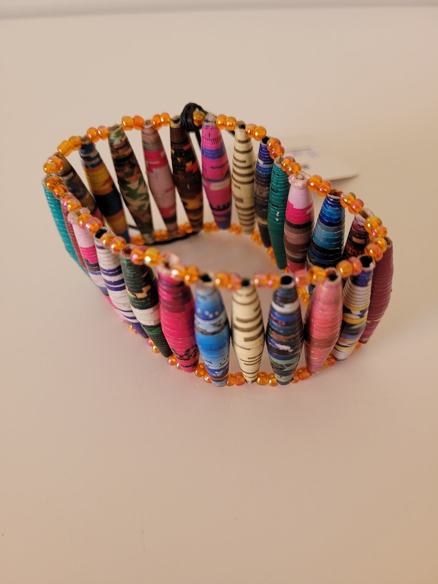 Wide Paper Bead Bracelet