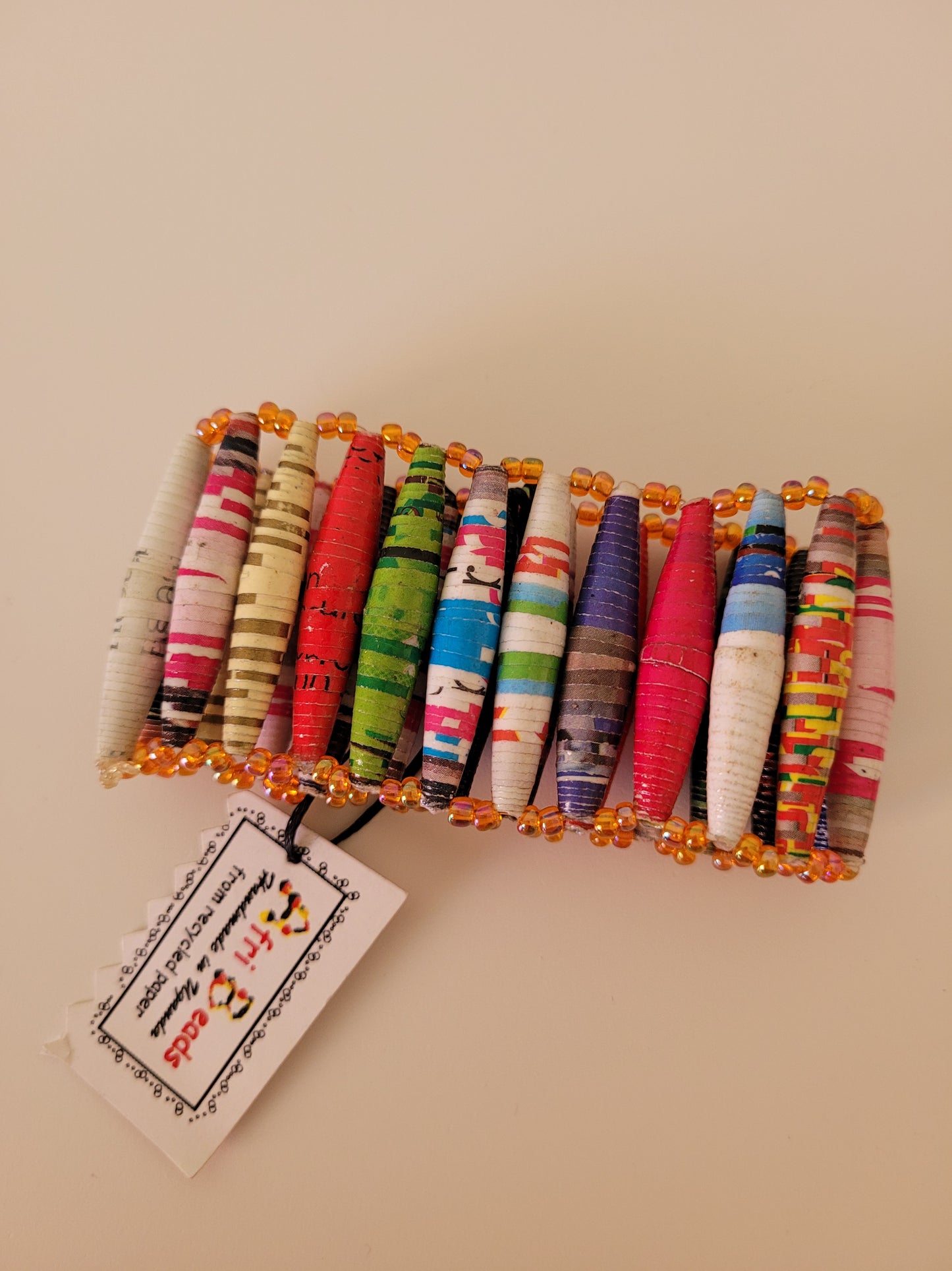 Wide Paper Bead Bracelet