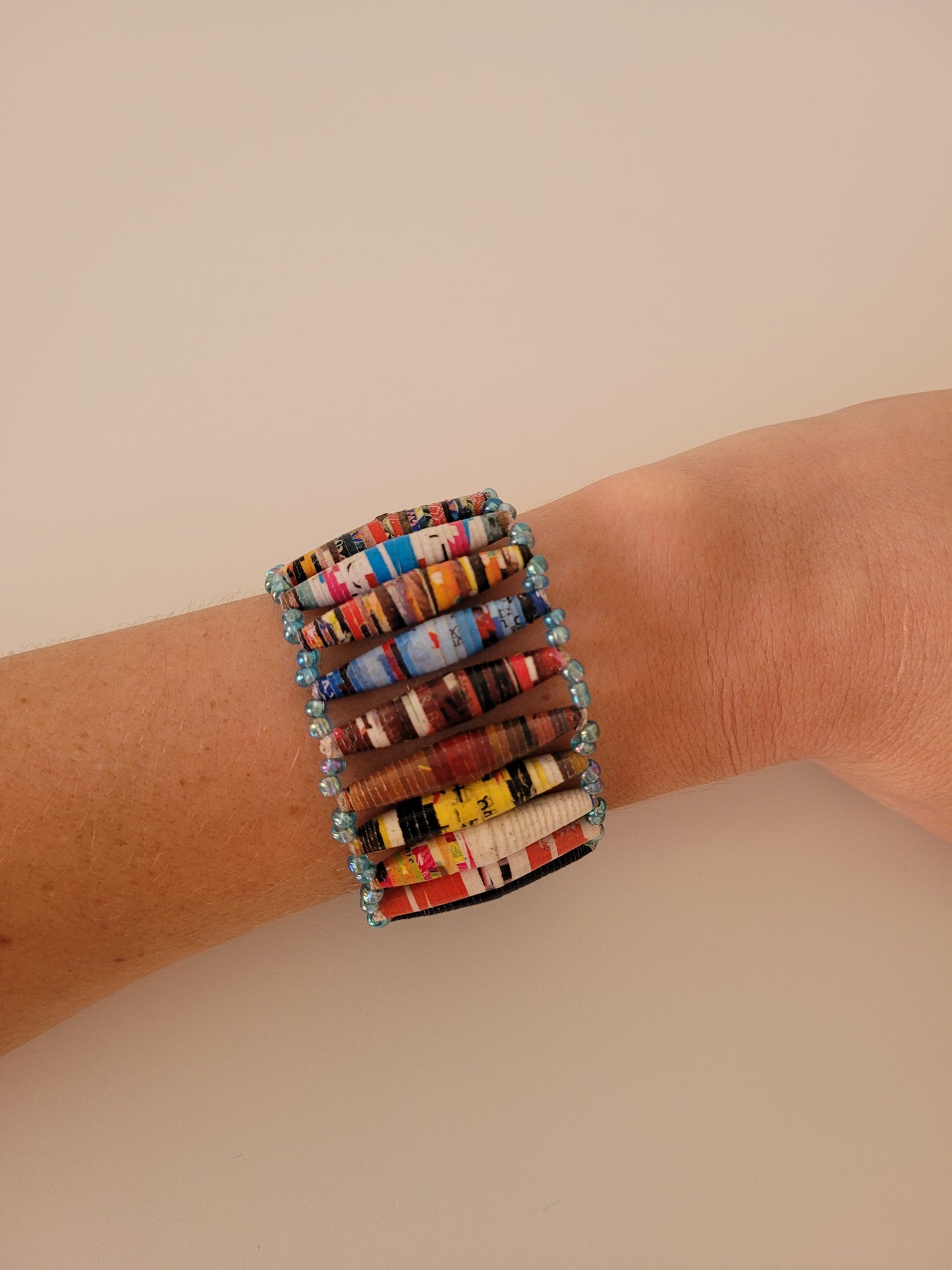 Wide Paper Bead Bracelet