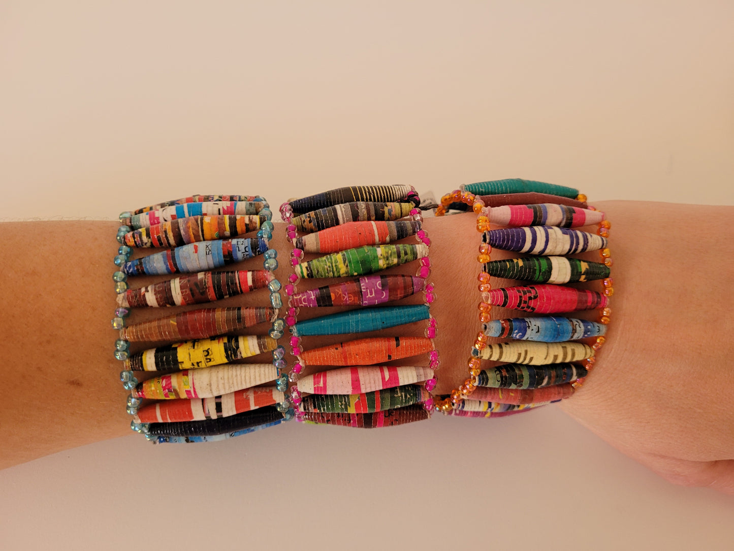 Wide Paper Bead Bracelet