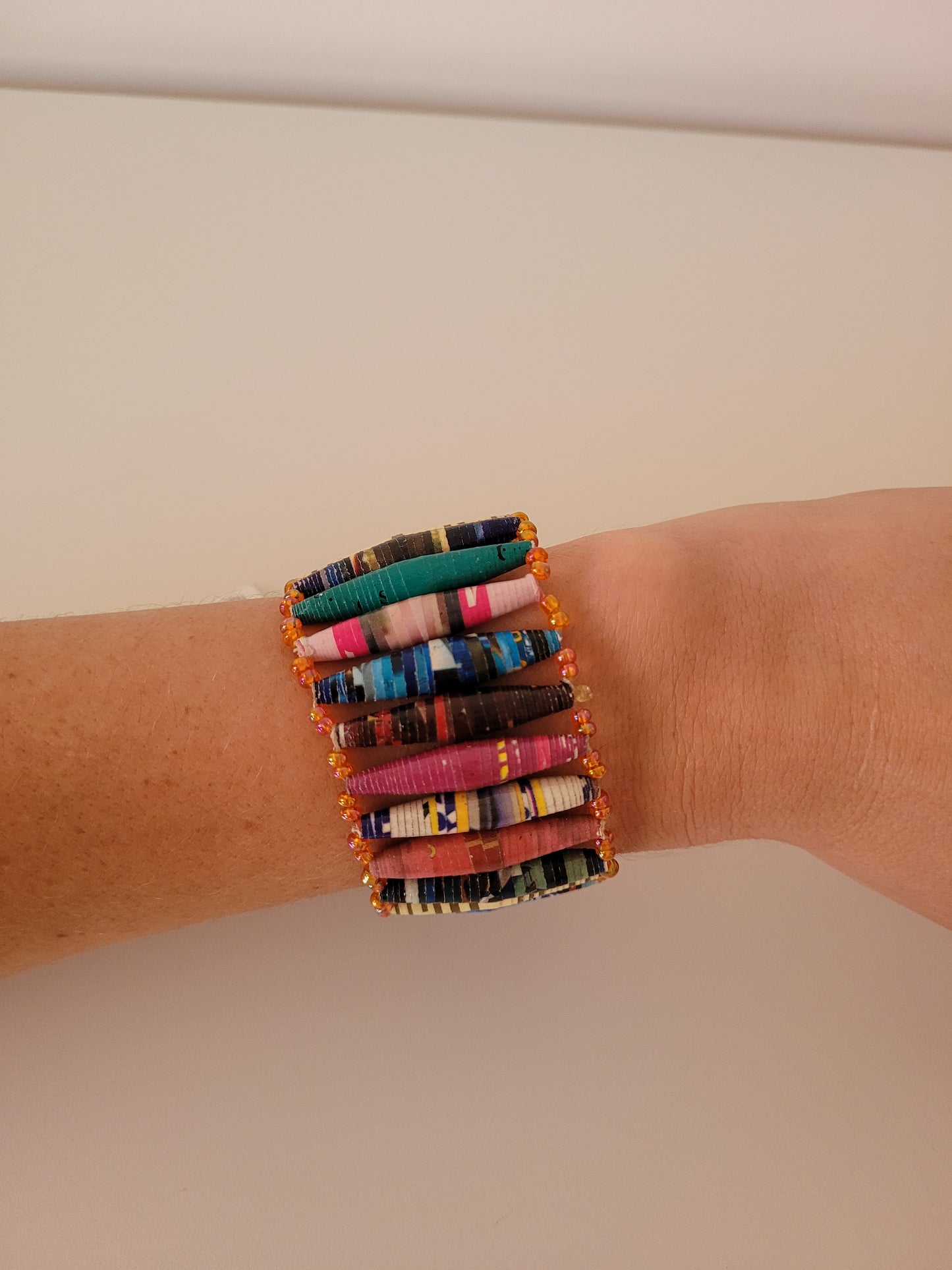 Wide Paper Bead Bracelet